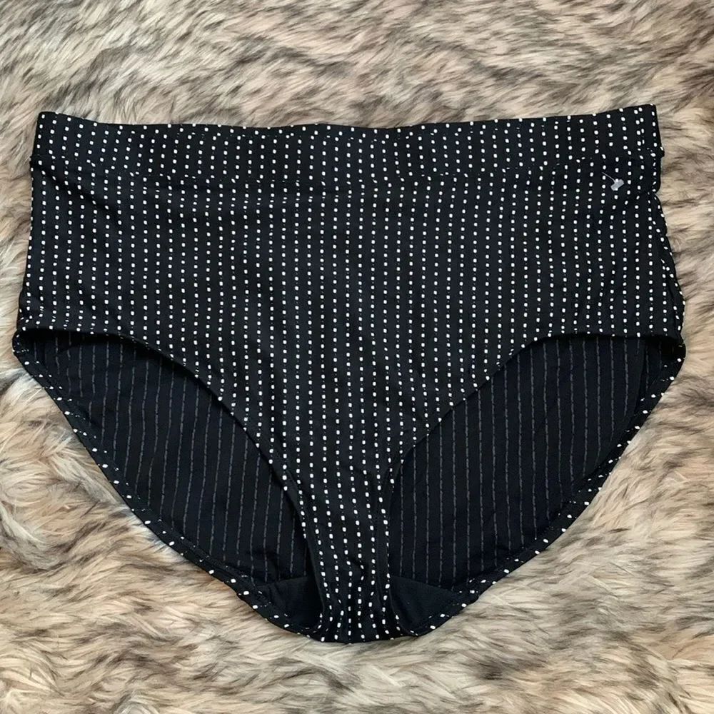Lane Bryant Cacique Swim Bikini Bottoms Panties Swimwear Black white Poka dot
